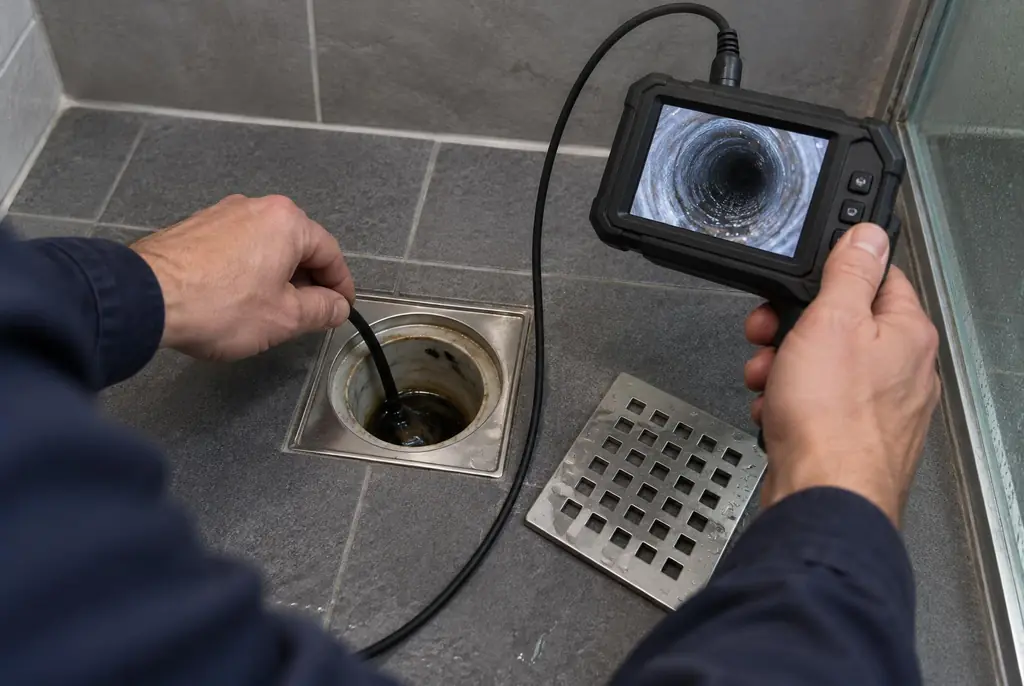 Lekdetectie Biddinghuizen – endoscoop-inspectie in een douchegoot